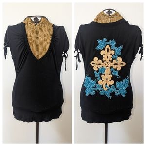 Soul Revival Embroidered Rock Tee Shirt Top S M